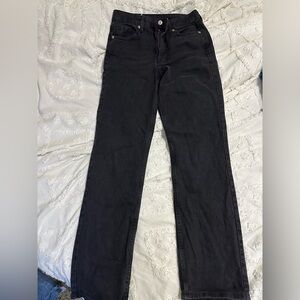 Black straight leg black jeans